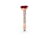 Rose gold Heart Cut Garnet Solitaire Pavé Engagement Ring with Round Band and Prong Setting_14