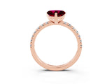 Rose gold Heart Cut Garnet Solitaire Pavé Engagement Ring with Round Band and Prong Setting_15