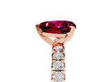 Rose gold Heart Cut Garnet Solitaire Pavé Engagement Ring with Round Band and Prong Setting_17