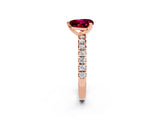 Rose gold Heart Cut Garnet Solitaire Pavé Engagement Ring with Round Band and Prong Setting_74