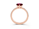 Rose gold Heart Cut Garnet Solitaire Pavé Engagement Ring with Round Band and Prong Setting_75