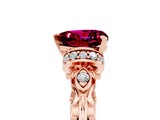 Rose gold Heart Cut Garnet Solitaire Ring with Filigree Band and Four-Prong Setting_29