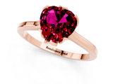 Rose gold Heart Cut Garnet Solitaire Ring with Flower Prong Setting and Classic Band_37