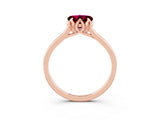 Rose gold Heart Cut Garnet Solitaire Ring with Flower Prong Setting and Classic Band_39