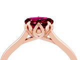 Rose gold Heart Cut Garnet Solitaire Ring with Flower Prong Setting and Classic Band_40