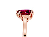Rose gold Heart Cut Garnet Solitaire Ring with Flower Prong Setting and Classic Band_41