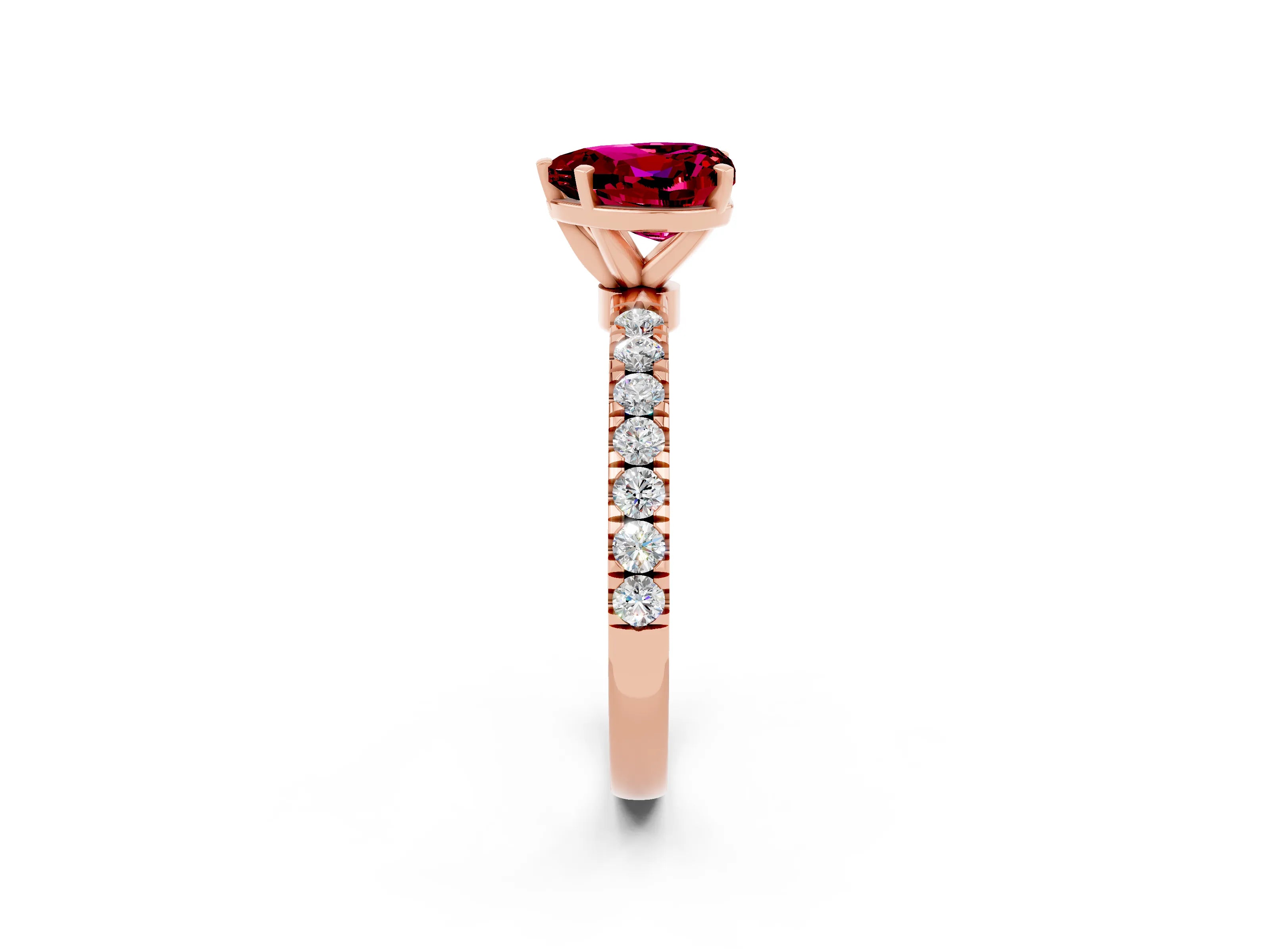 Rose gold Heart Cut Garnet Solitaire Ring with Pavé Accents and Four-Prong Setting_2