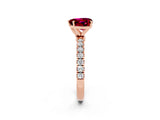Rose gold Heart Cut Garnet Solitaire Ring with Pavé Accents and Four-Prong Setting_2