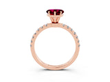 Rose gold Heart Cut Garnet Solitaire Ring with Pavé Accents and Four-Prong Setting_3