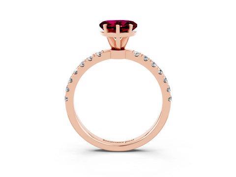 Rose gold Heart Cut Garnet Solitaire Ring with Pavé Accents and Four-Prong Setting_3