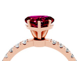 Rose gold Heart Cut Garnet Solitaire Ring with Pavé Accents and Four-Prong Setting_4