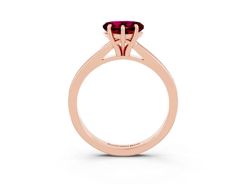 Rose gold Heart Cut Garnet Solitaire Ring with Pavé Band and Prong Setting_3