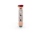 Rose gold Heart Cut Garnet Solitaire Ring with Pavé and Channel Set Band_2