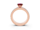 Rose gold Heart Cut Garnet Solitaire Ring with Pavé and Channel Set Band_3