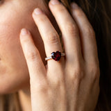 Rose gold Heart Cut Garnet Solitaire Ring with Round  Pavé Band and Four-Prong Setting_44