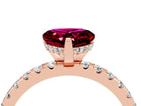 Rose gold Heart Cut Garnet Solitaire Ring with Round  Pavé Band and Four-Prong Setting_48