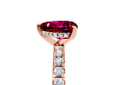 Rose gold Heart Cut Garnet Solitaire Ring with Round  Pavé Band and Four-Prong Setting_49