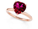 Rose gold Heart Cut Garnet Solitaire Ring with Thin Band and Four-Prong Setting_1