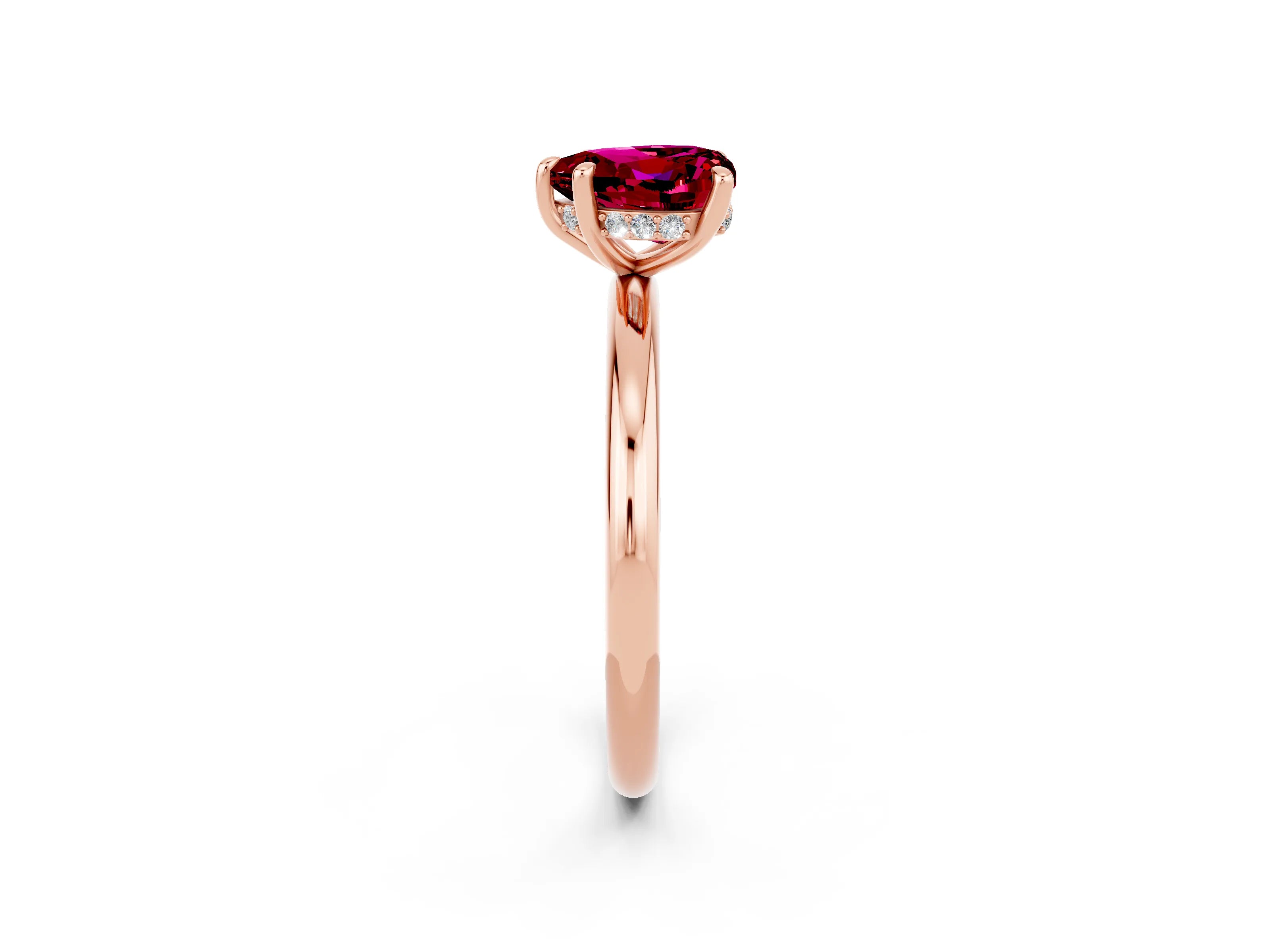 Rose gold Heart Cut Garnet Solitaire Ring with Thin Band and Four-Prong Setting_2