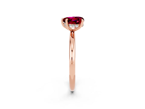 Rose gold Heart Cut Garnet Solitaire Ring with Thin Band and Four-Prong Setting_2