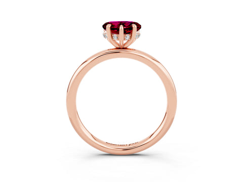 Rose gold Heart Cut Garnet Solitaire Ring with Thin Band and Four-Prong Setting_3