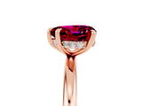 Rose gold Heart Cut Garnet Solitaire Ring with Thin Band and Four-Prong Setting_5