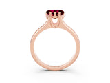 Rose gold Heart Cut Garnet Solitaire Ring with Wide Band and Prong Setting_3