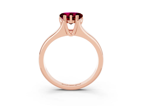 Rose gold Heart Cut Garnet Solitaire Ring with Wide Band and Prong Setting_3