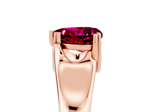 Rose gold Heart Cut Garnet Solitaire Ring with Wide Band and Prong Setting_5