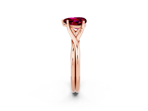 Rose gold Heart Cut Garnet Solitaire Twist Band Prong Setting Ring_26