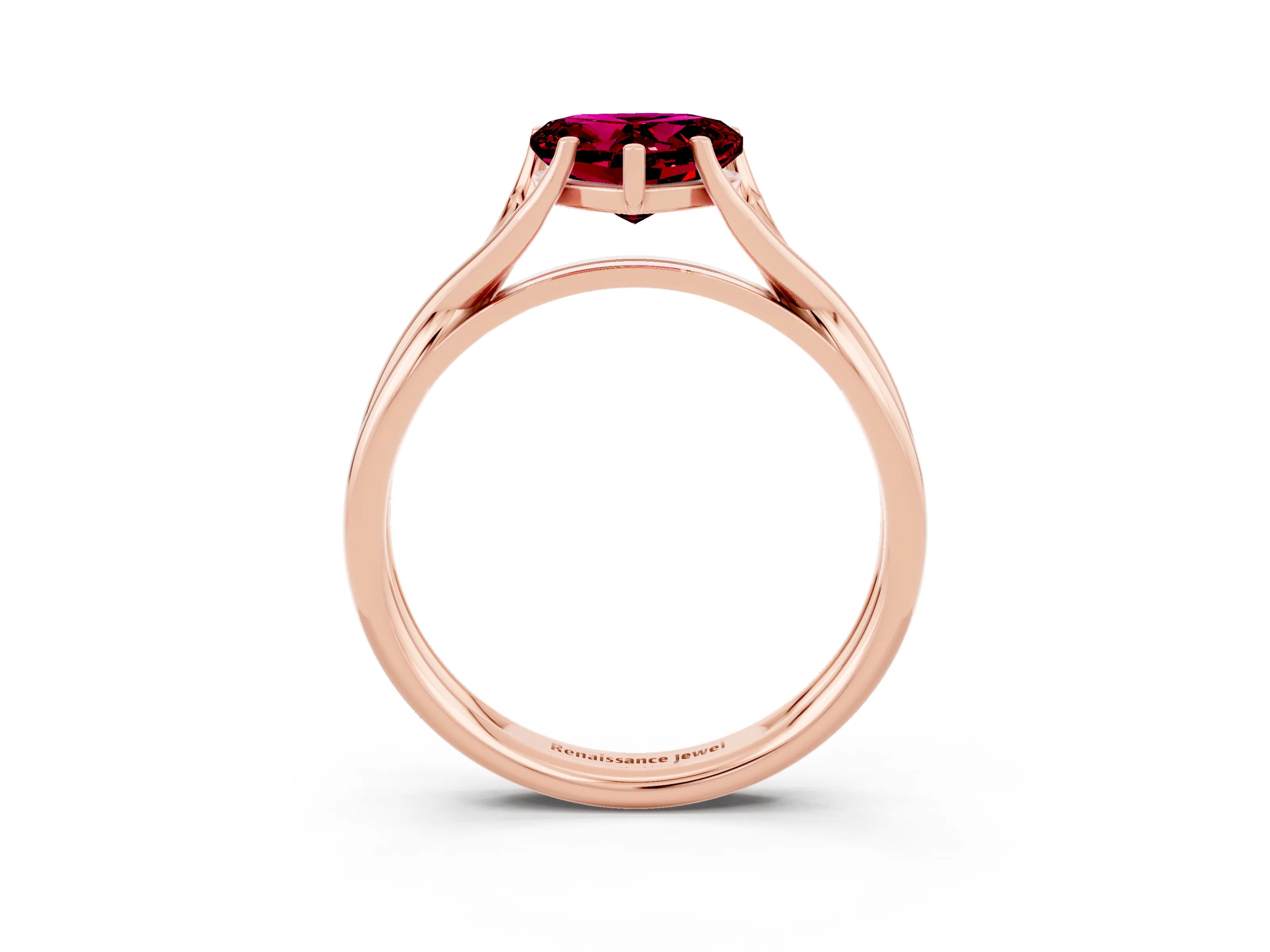 Rose gold Heart Cut Garnet Solitaire Twist Band Prong Setting Ring_27