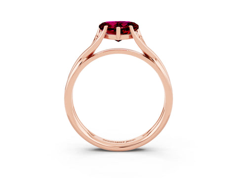 Rose gold Heart Cut Garnet Solitaire Twist Band Prong Setting Ring_27