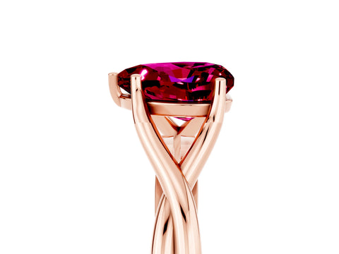 Rose gold Heart Cut Garnet Solitaire Twist Band Prong Setting Ring_29