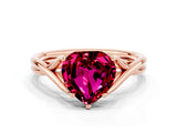Rose gold Heart Cut Garnet Solitaire Twist Band Prong Setting Ring_36