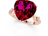 Rose gold Heart Cut Garnet Solitaire Twisted Band with Round  Accents and Prong Setting_13