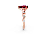Rose gold Heart Cut Garnet Solitaire Twisted Band with Round  Accents and Prong Setting_14
