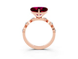 Rose gold Heart Cut Garnet Solitaire Twisted Band with Round  Accents and Prong Setting_15
