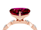 Rose gold Heart Cut Garnet Solitaire Twisted Band with Round  Accents and Prong Setting_16