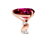 Rose gold Heart Cut Garnet Solitaire Twisted Band with Round  Accents and Prong Setting_17