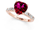 Rose gold Heart Cut Garnet Solitaire with Side Baguettes and Channel Set Band_1