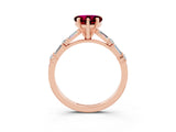 Rose gold Heart Cut Garnet Solitaire with Side Baguettes and Channel Set Band_3