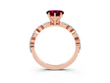 Rose gold Heart Cut Garnet Solitaire with Side Stones on a Pavé Band and Four-Prong Setting_3