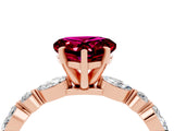 Rose gold Heart Cut Garnet Solitaire with Side Stones on a Pavé Band and Four-Prong Setting_4