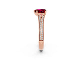 Rose gold Heart Cut Garnet Split Shank Engagement Ring with Pavé Band_2