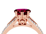 Rose gold Heart Cut Garnet Split Shank Engagement Ring with Pavé Band_4