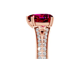 Rose gold Heart Cut Garnet Split Shank Engagement Ring with Pavé Band_5