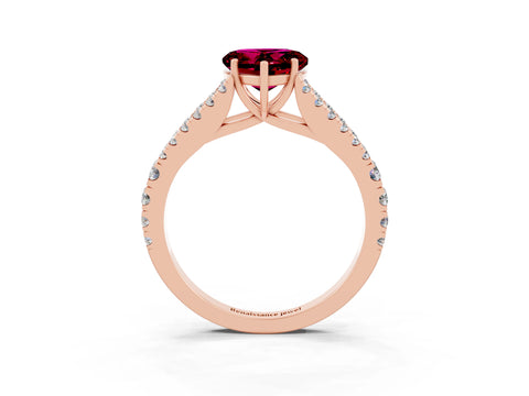 Rose gold Heart Cut Garnet Split Shank Pavé Engagement Ring with Four-Prong Setting_15