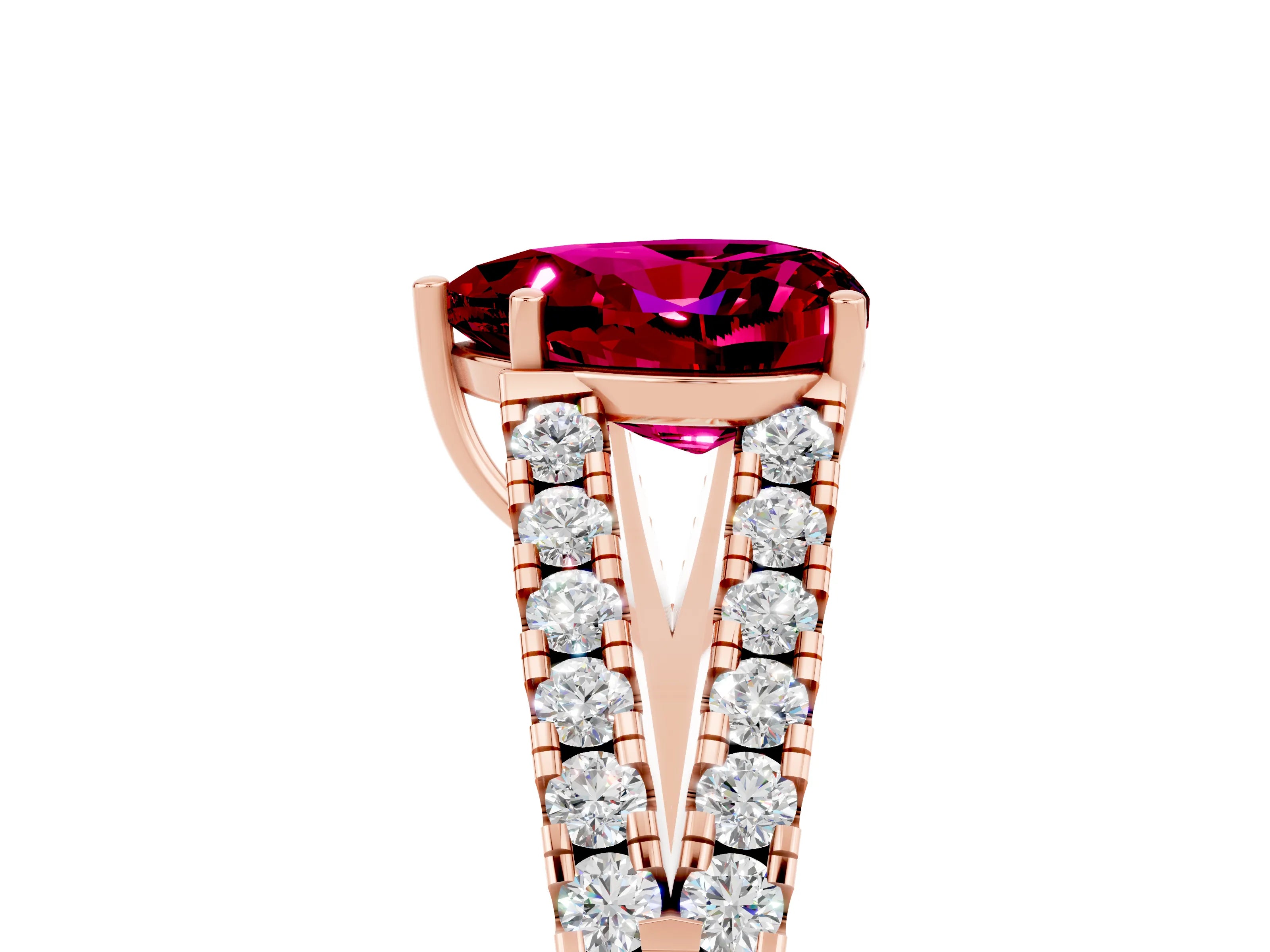 Rose gold Heart Cut Garnet Split Shank Pavé Engagement Ring with Four-Prong Setting_17