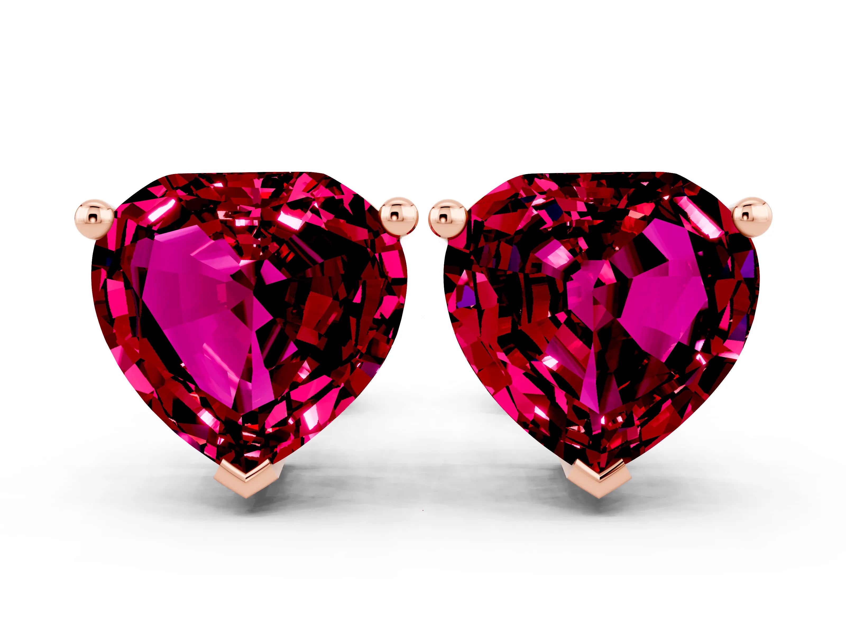 Rose gold Heart Cut Garnet Stud Earrings_18