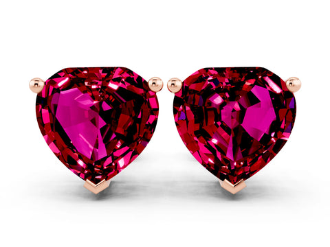 Rose gold Heart Cut Garnet Stud Earrings_18